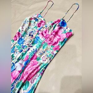 Vtg VictoriaSecret Night Gown Whimsical Floral Wmn SzS..Bright,Vibrant,cololful